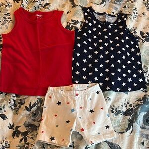 Old Navy Red and Navy Star Tank and Shorts Set - Sz 4T